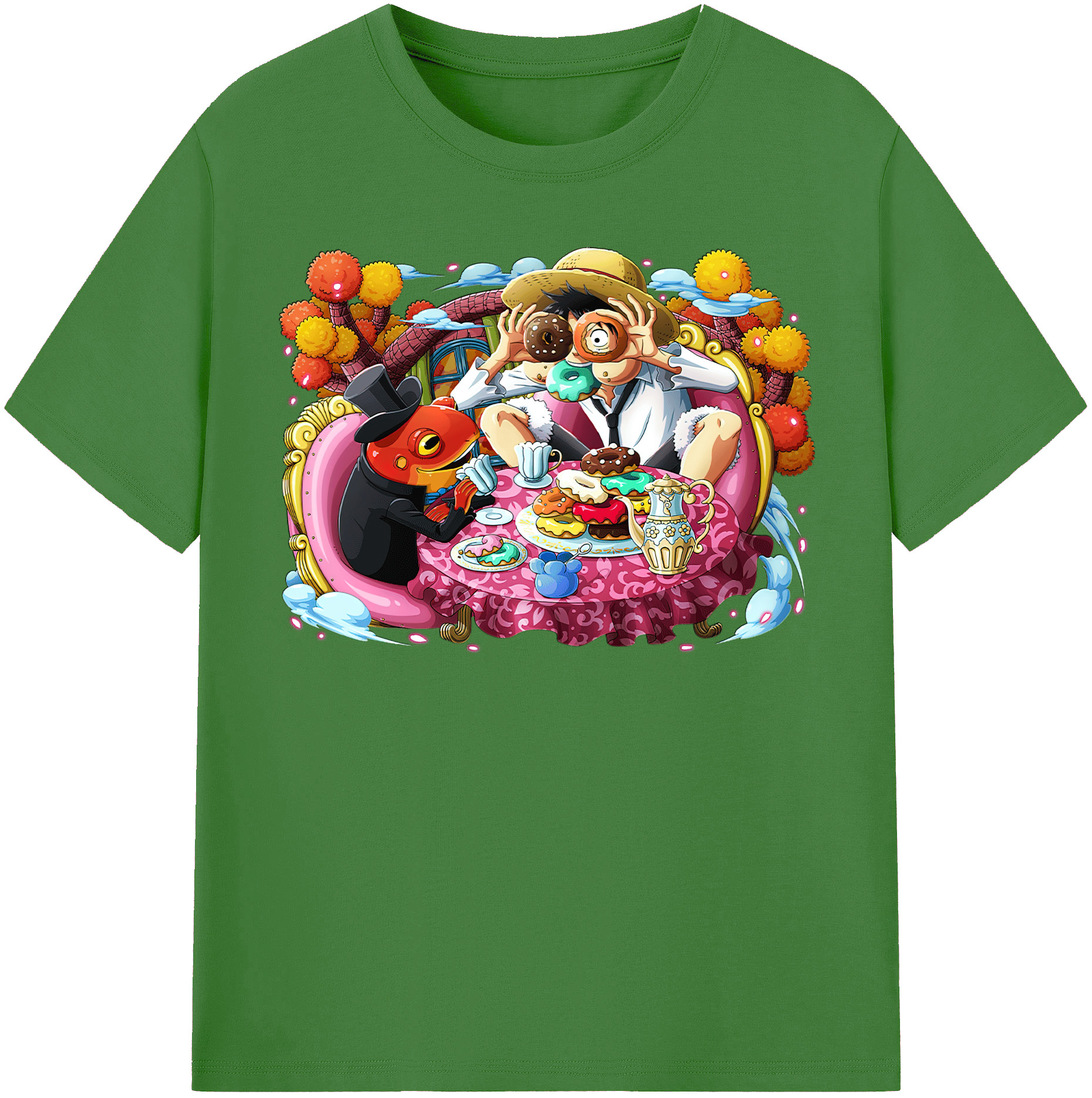 ワンピース モンキー・D・ルフィ ONE PIECE Monkey D. Luffy レディースカジュアルプリントTシャツ（綿100％）